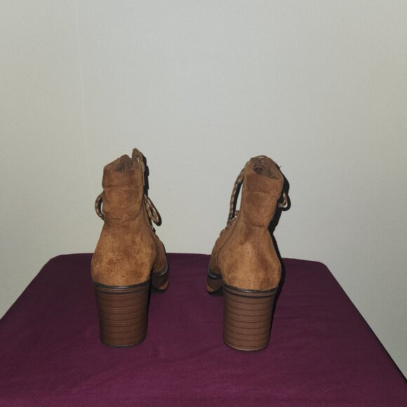 Altar"D State Piper Heeled Boots In Whiskey Brown Lace up & Side Zip up size 9 - Picture 3 of 12